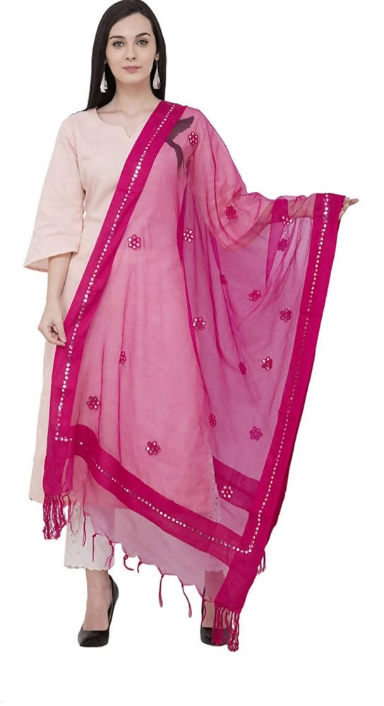 Mominos Fashion Pink Orgenza Gota Flower Dupatta | Grocsy