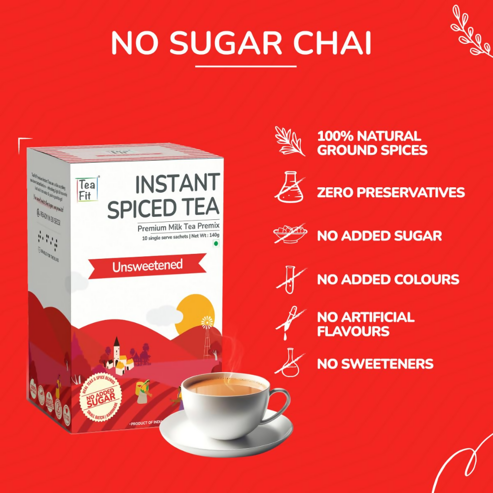 TeaFit Premium Zero Sugar Instant Tea Premix - Masala & Cardamom | Grocsy