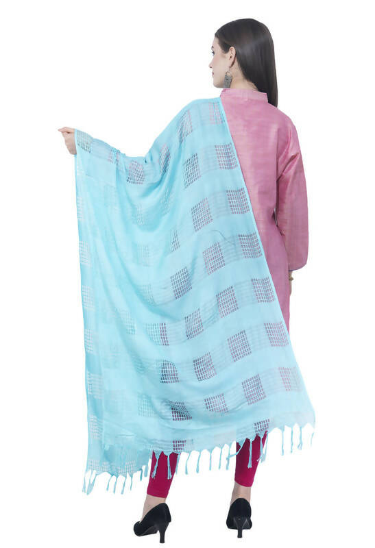 Mominos Fashion Moeza Navy Blue Window Cotton Dupatta | Grocsy
