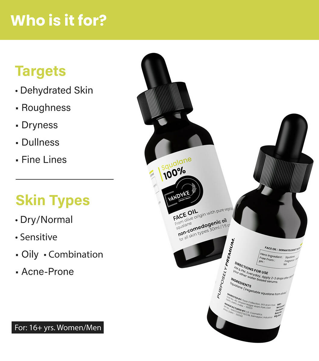 Vandyke Squalane 100% Face Oil | Grocsy