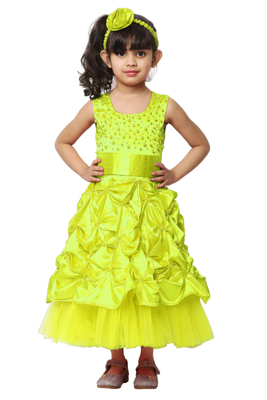 Asmaani Kids Party Wear Stylish Dresses, Perfect for Parties, Functions & Vacations - Yellow | Grocsy