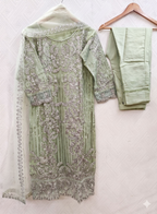 Teeya Creation Womens New Soft Net With Heavy Embroiedery With Sequence Work Light-Green Kurta Set | Grocsy