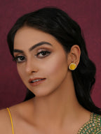 Yellow Stone Kundan Studs (yellow) - Ruby Raang | Grocsy