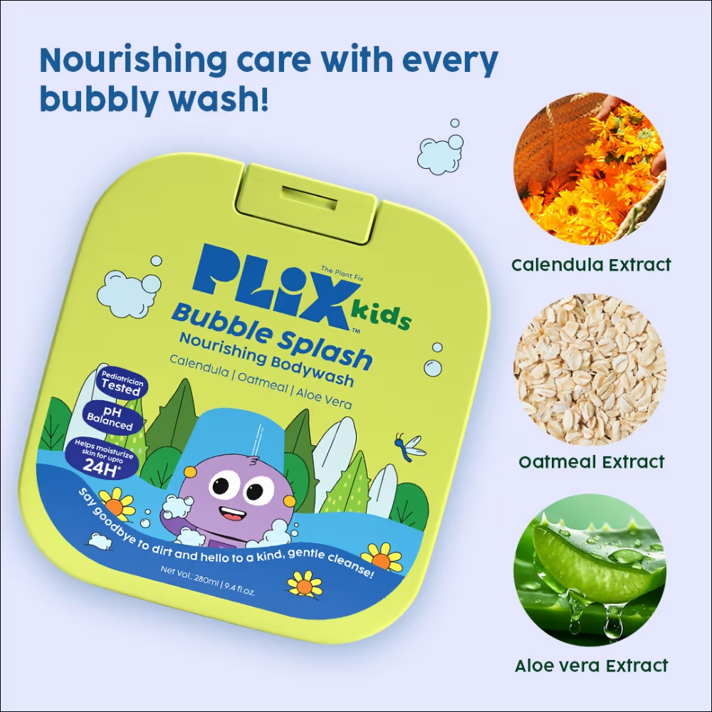 PLIX The Plant Fix Kids Happy Hair Gentle Shampoo & Bubble Splash Body Wash | Grocsy