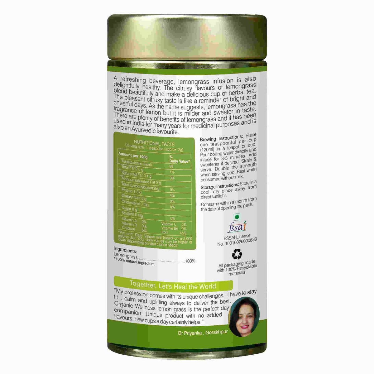 Organic Wellness Blossom Lemongrass Tea | Grocsy
