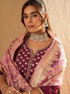 Indo Era Ethnic Motifs Yoke Design Straight Gotta Patti Liva Kurta with Trousers & Dupatta | Grocsy