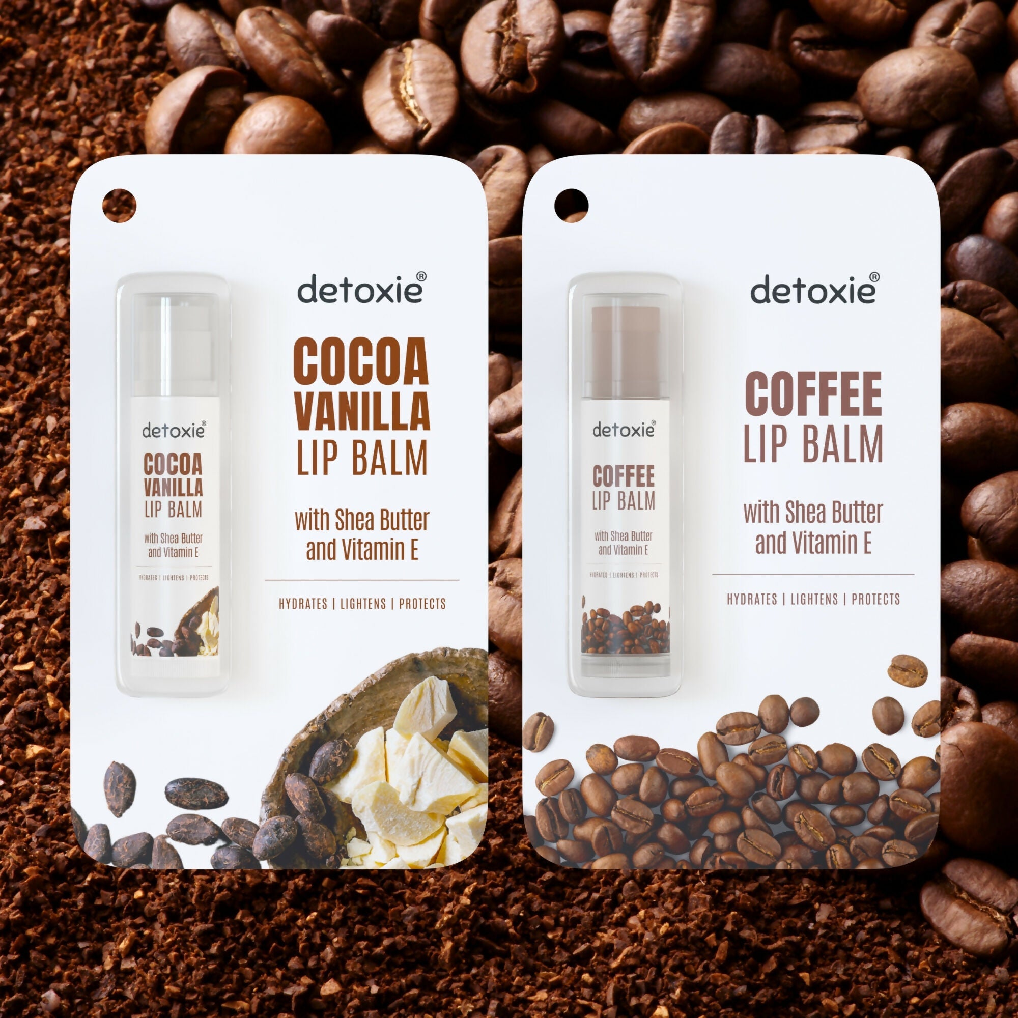 Detoxie Lip Balms Coffee & Cocoa Vanilla With Shea Butter Vitamin E and Liquorice | Grocsy