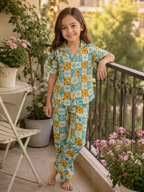 Breathables Woven Cotton Half Sleeves Checks Shirt & Pyjama Multicolour | Grocsy