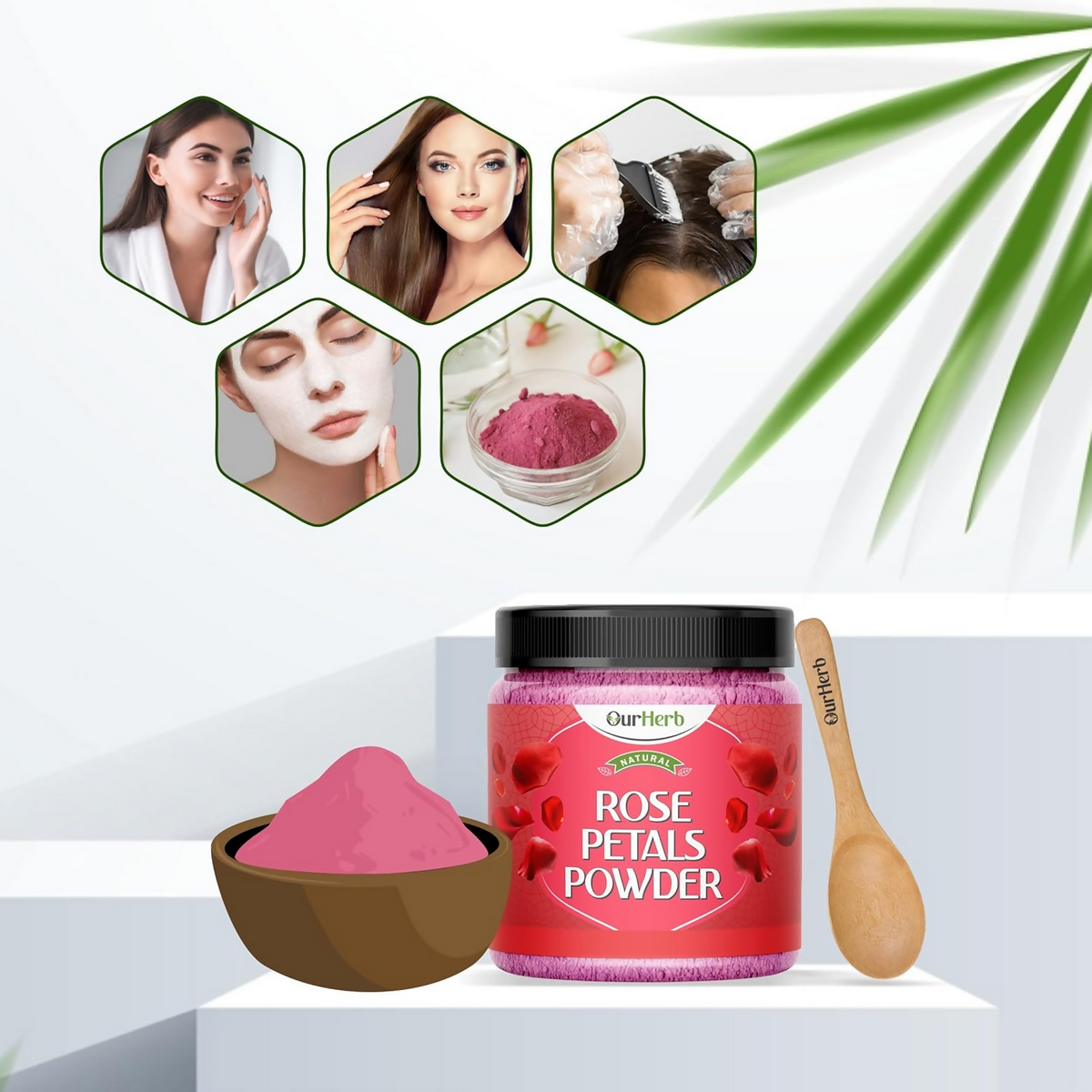 OurHerb Pure & Natural Rose Petal Powder for Skin & Hair With Vitamin Enriched | Grocsy