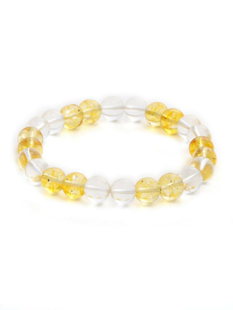 Clear Quartz & Citrine Yellow and White Beads Bracelet - Ruby Raang | Grocsy