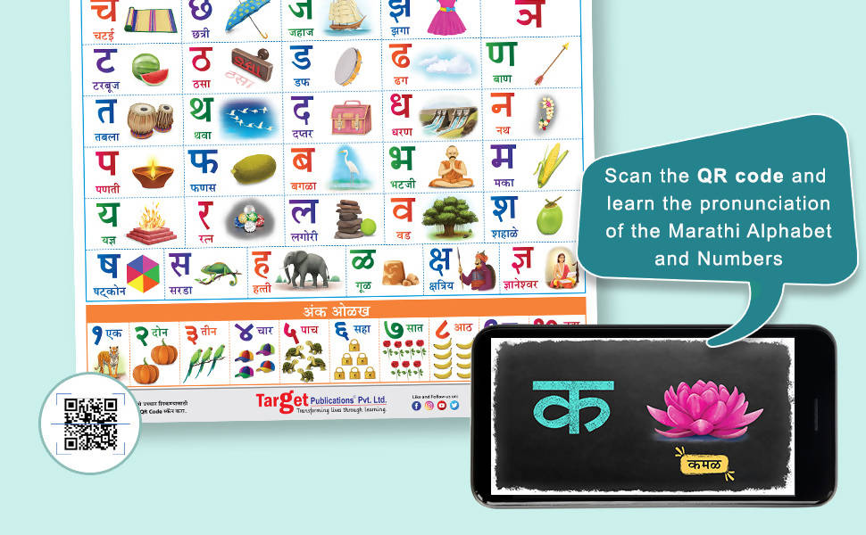 Jumbo Set of 2 Early Learning Charts contains Alphabets & Numbers in English & Marathi for kids | Grocsy
