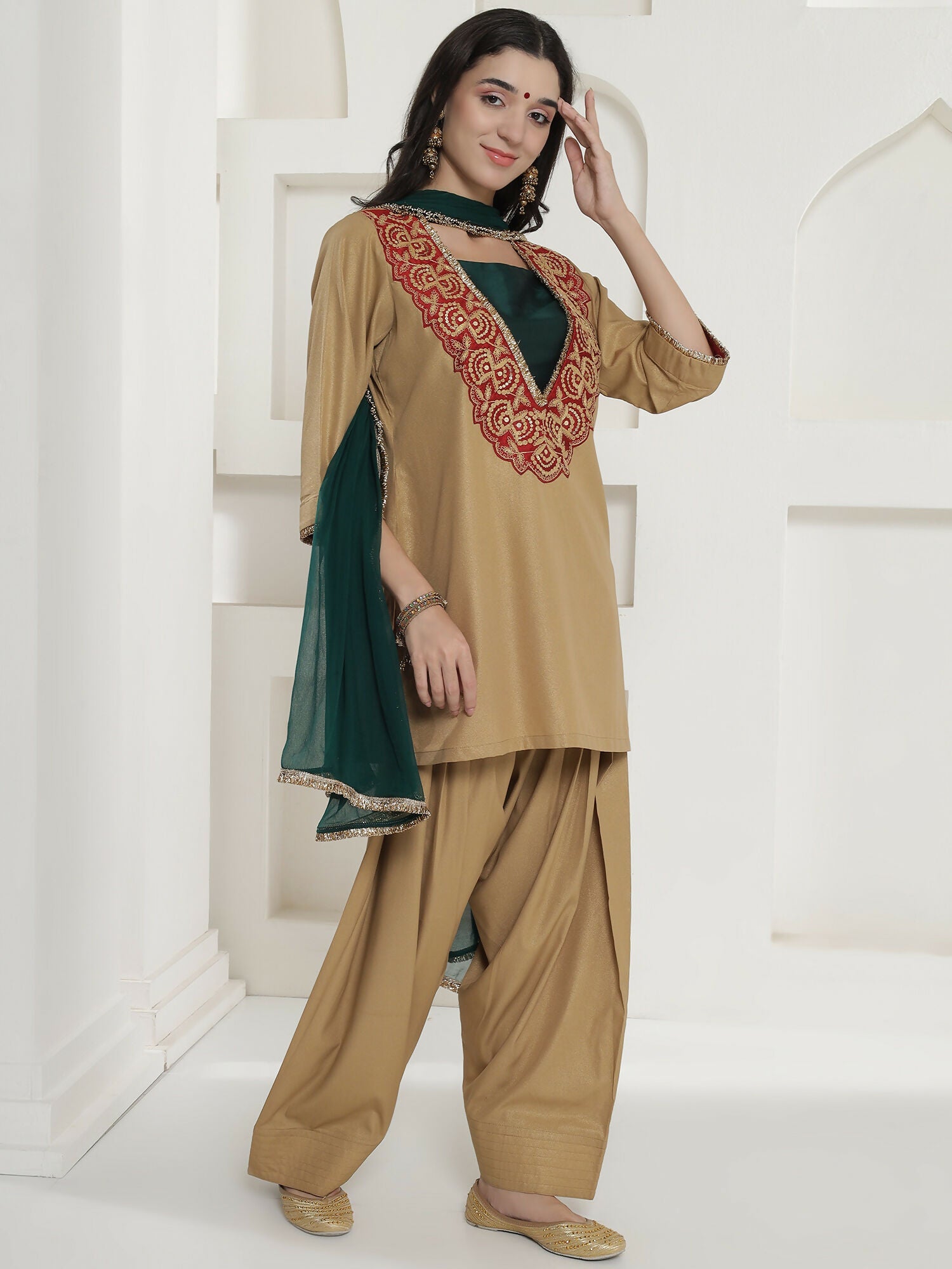 Joban Fashion Golden Farshi Salwaar Suit Set | Grocsy