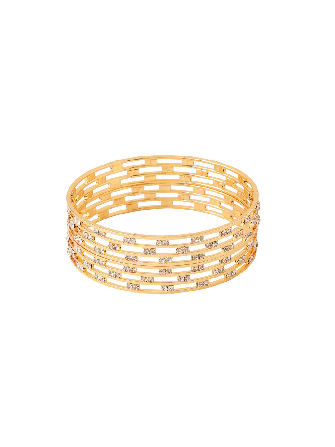 NVR Women Set of 2 Gold-Polished Traditional Bangles | Grocsy