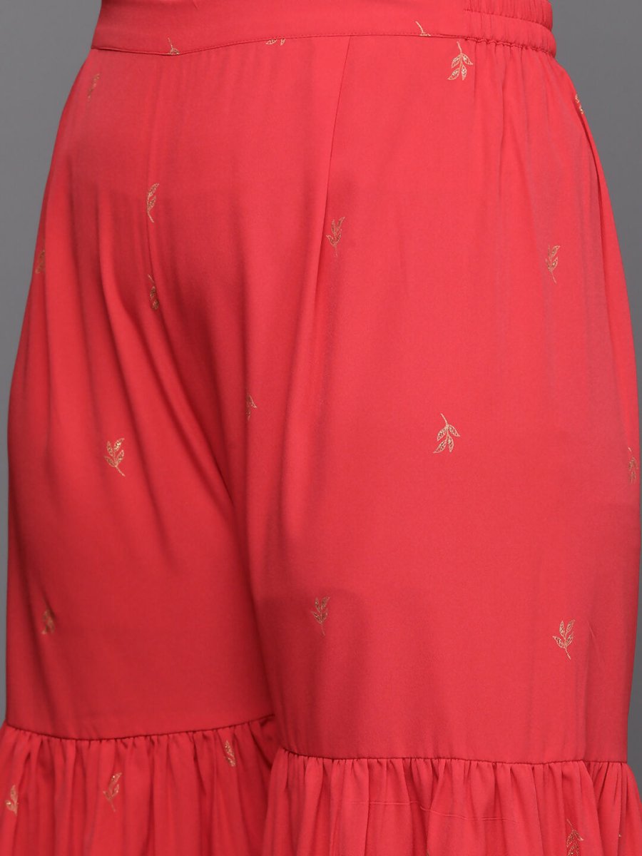 Ahalyaa Women's Traditional Wear Co-ords - Red | Grocsy