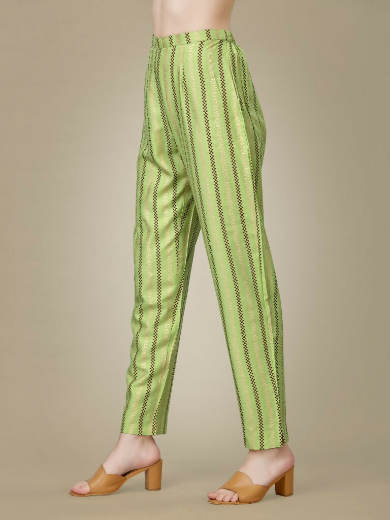 Jyoti Fashion Women's Light Green Rayon Embroidered Kurta Pant Set | Grocsy