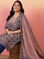 Sztori Women Floral Yoke Design Regular Gotta Patti Kurta with Trousers & With Dupatta | Grocsy