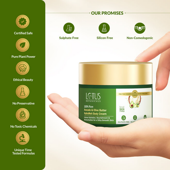 Lotus Botanicals 100% Pure Avocado & Olive Butter HydraMelt Body Cream | Grocsy