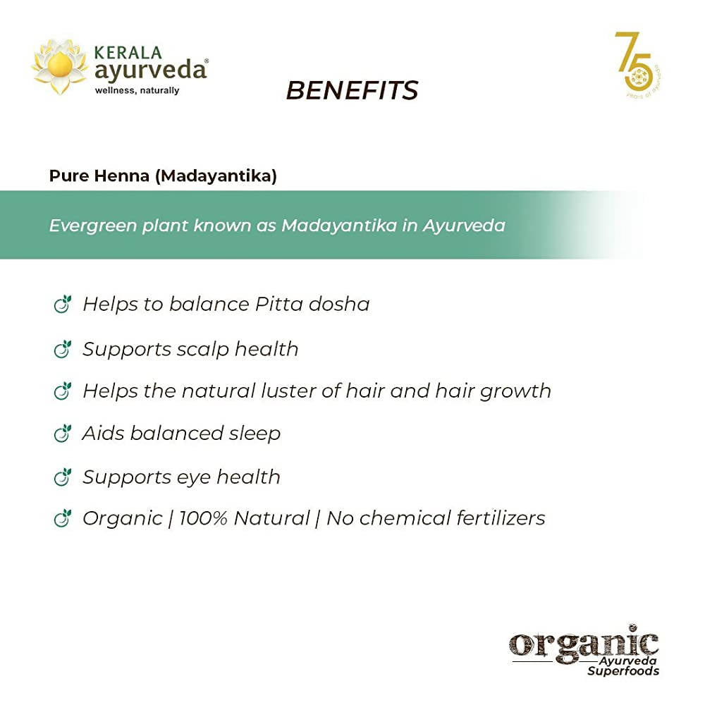 Kerala Ayurveda Organic Henna Powder (Madayantika) | Grocsy