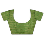 Joban Fashion Emerald Green Banarasi Soft Lichi Silk Checks & Woven Saree | Grocsy