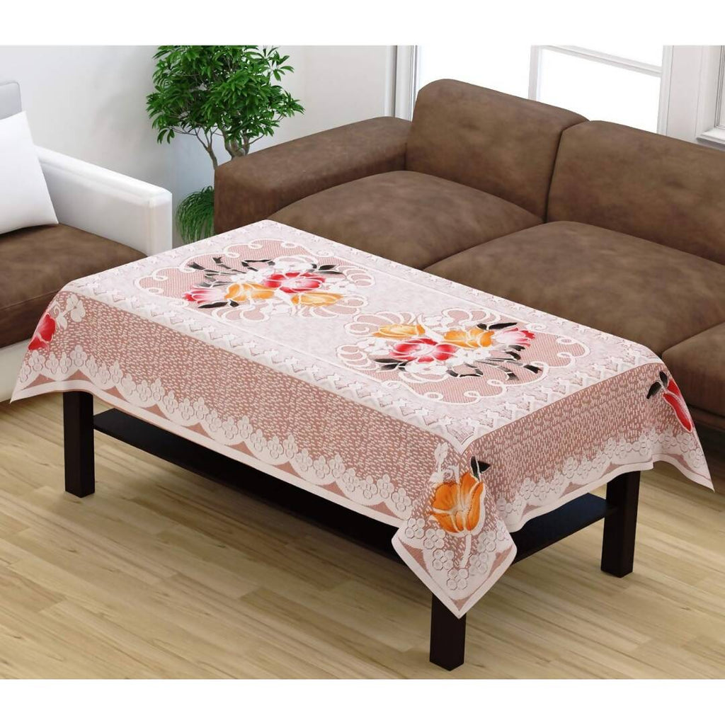 Yellow Weaves Cotton Floral Designer Rectangular Center 4 Seater Table Cover | Grocsy