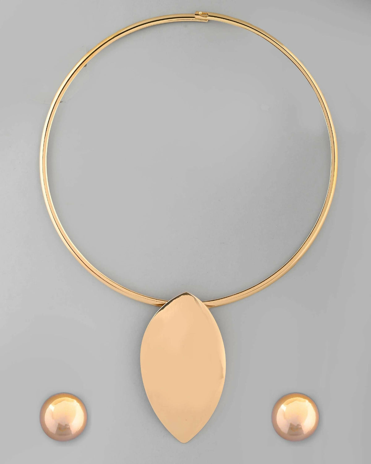 VOJ Gold-Polished Western Hasli with Studs Earrings Set | Grocsy