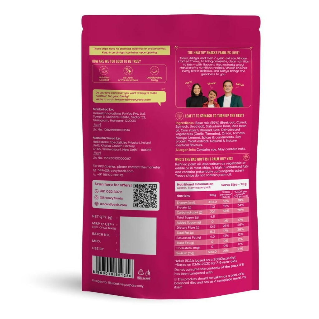 Troovy Healthy Masala Vegetable Chips Tasty & High Protein Snacks | Grocsy