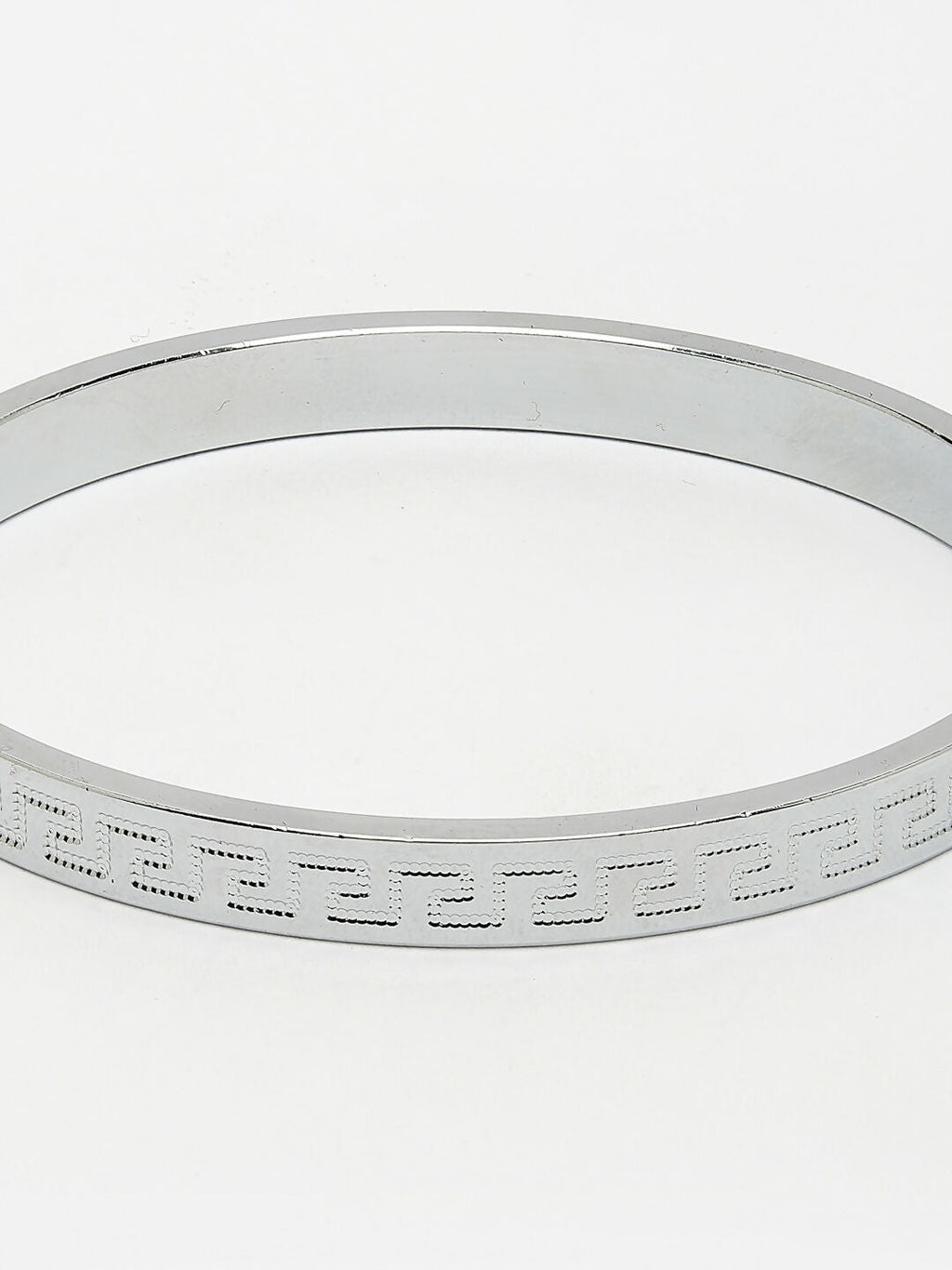 NVR Men's Silver-Plated Stainless Steel Kada Bracelet
