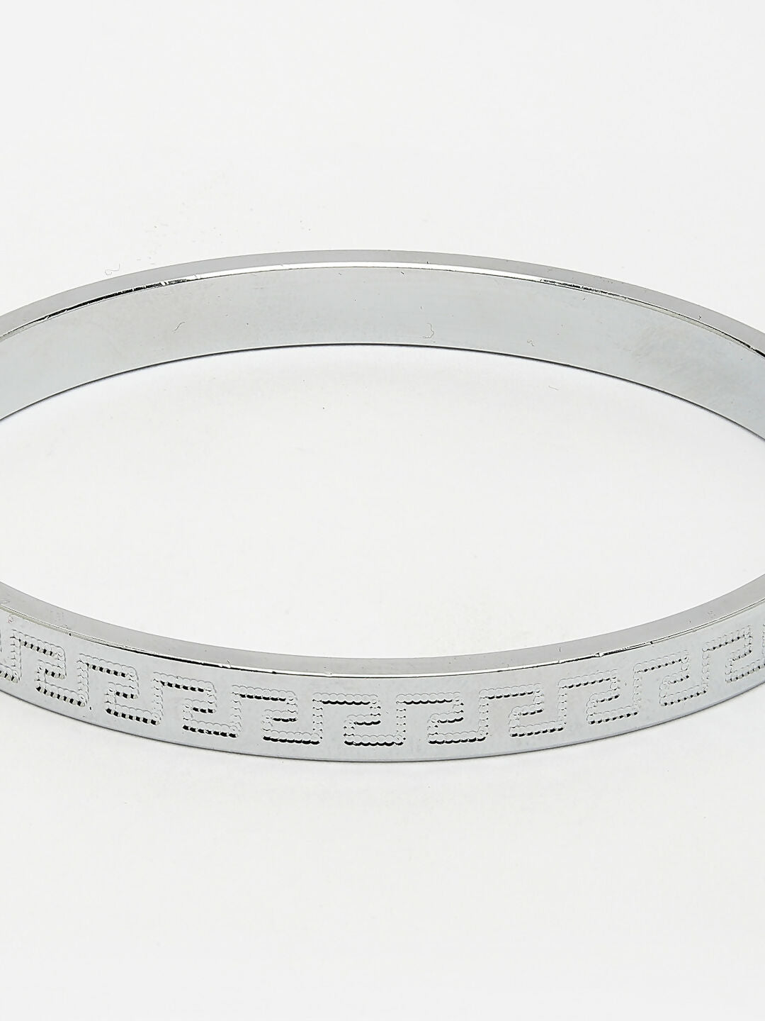 NVR Men's Silver-Plated Stainless Steel Kada Bracelet