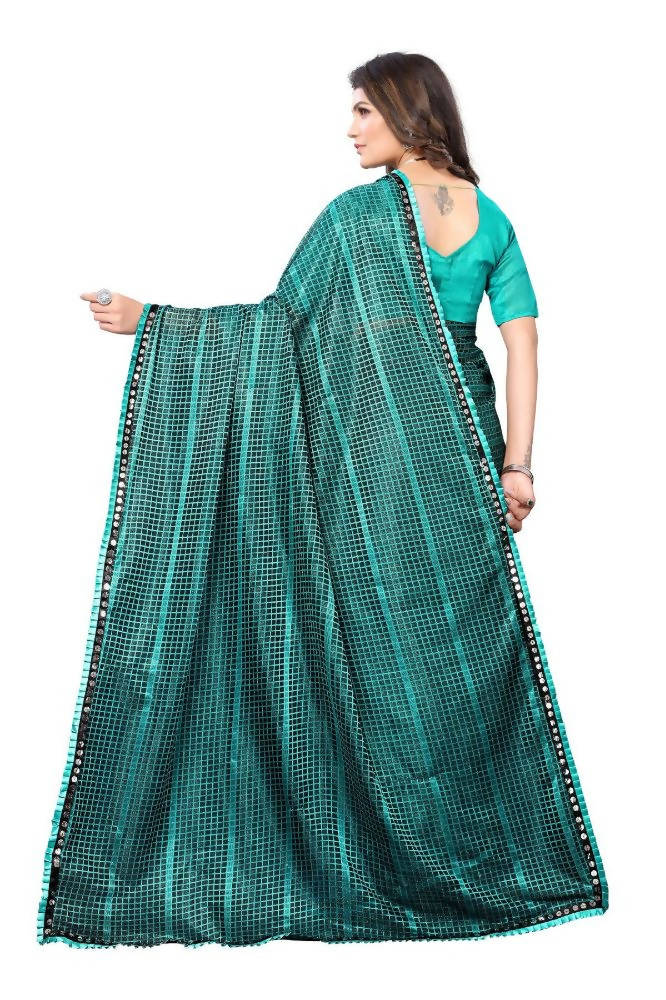 Vamika Rama Green Lycra Knitted Saree | Grocsy