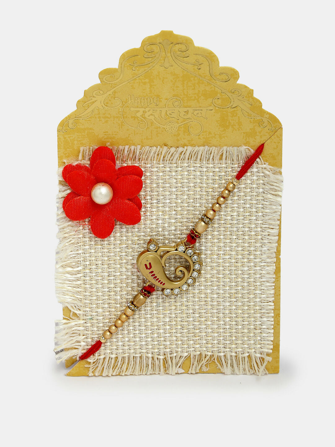 NVR Men Set of 2 Gold-Toned Ganesha Stone-Studded Rakhi With Roli Chawal | Grocsy