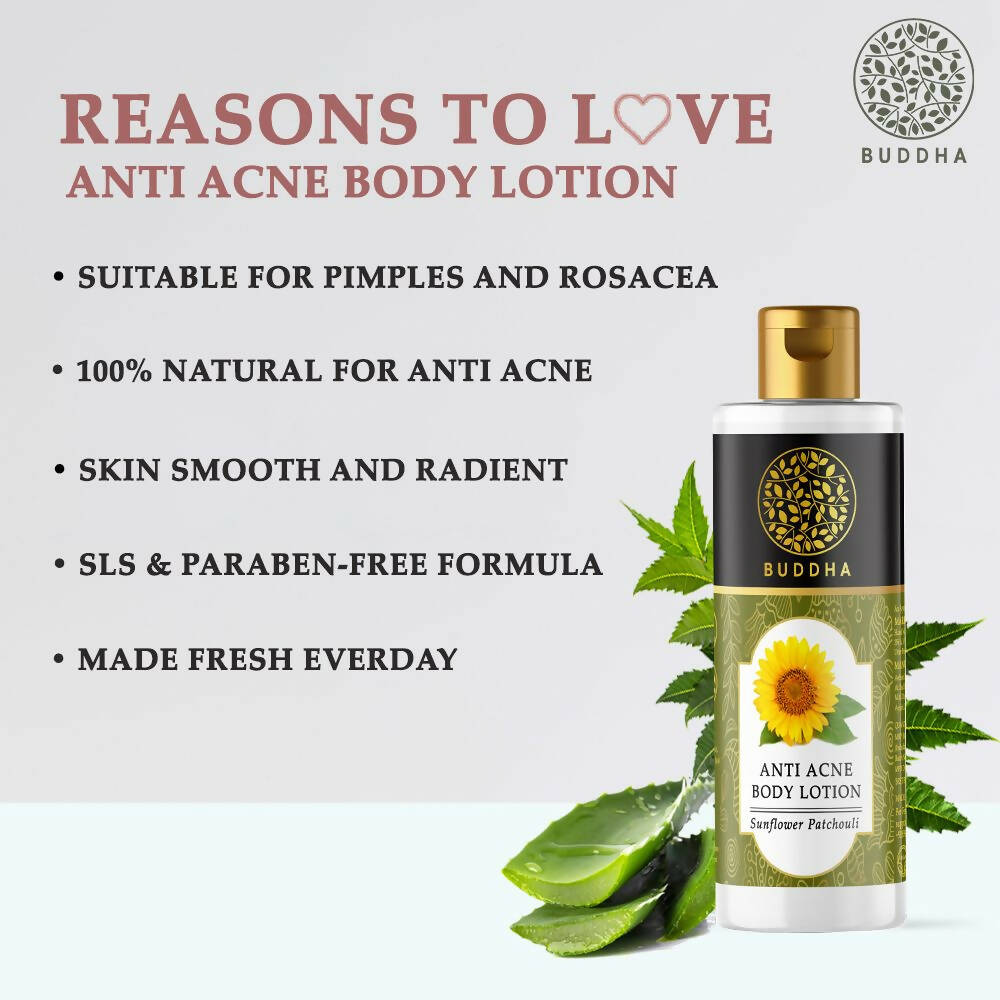Buddha Natural Anti Acne Body Lotion - For Help Clear Acne & Future Breakouts | Grocsy