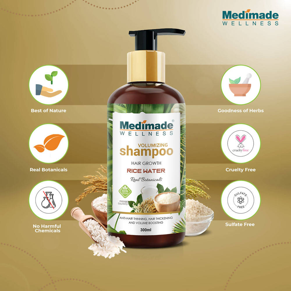 Medimade Wellness Volumizing Hair Growth Rice Water Shampoo | Grocsy
