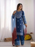 Teeya Creation Womens Trendy Stylish Embroidery Thread Work Blue Kurta Set | Grocsy