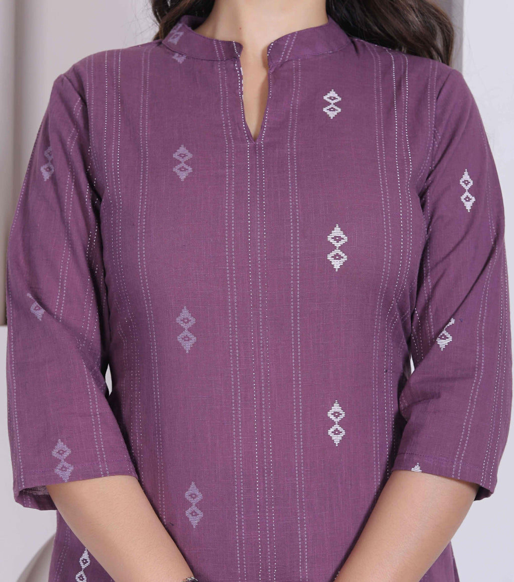 Miravan Womens Abstract Printed Wine Kurta Set | Grocsy