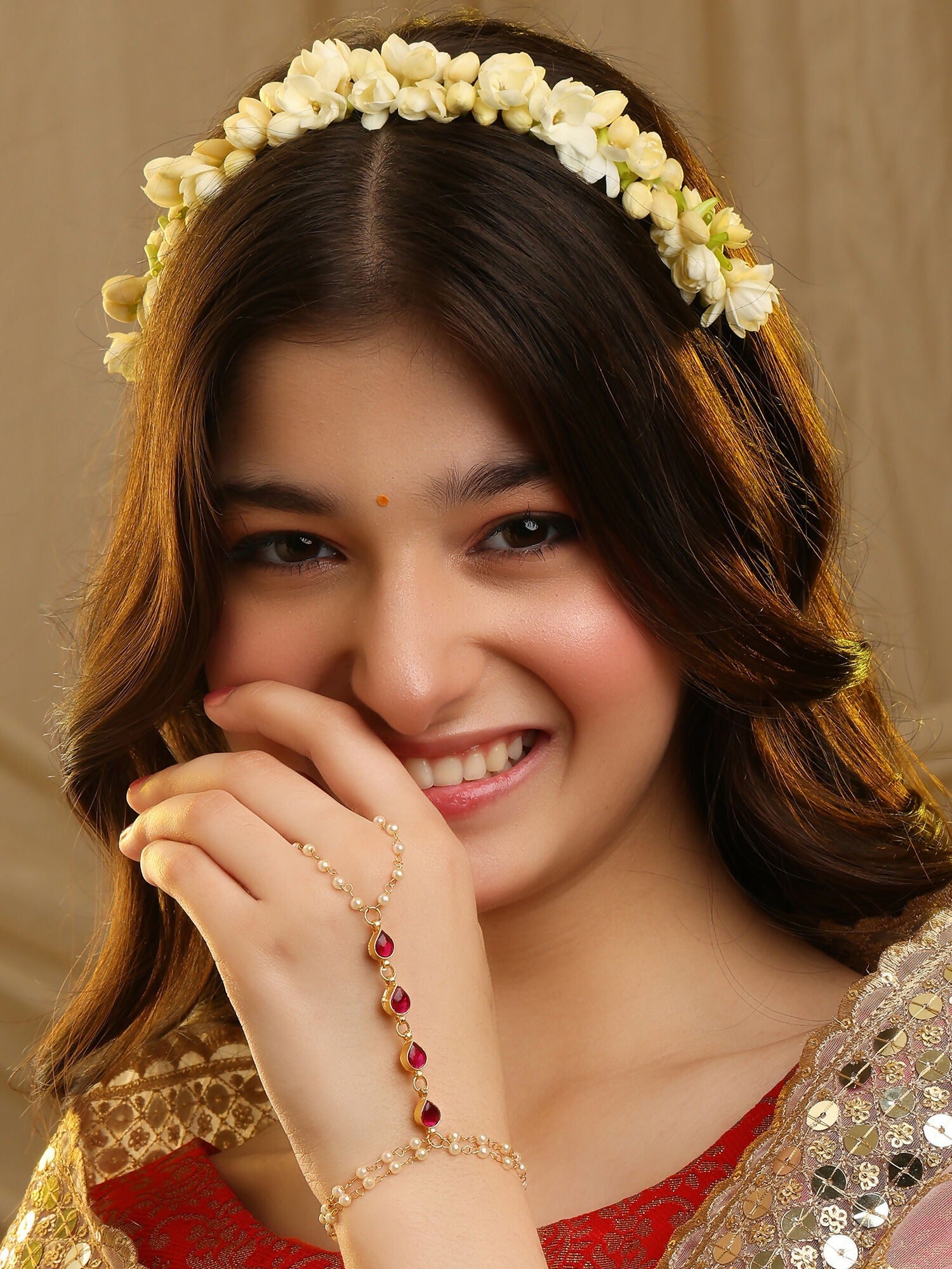 Ruby Raang Mannat Pearl Haath Phool | Grocsy