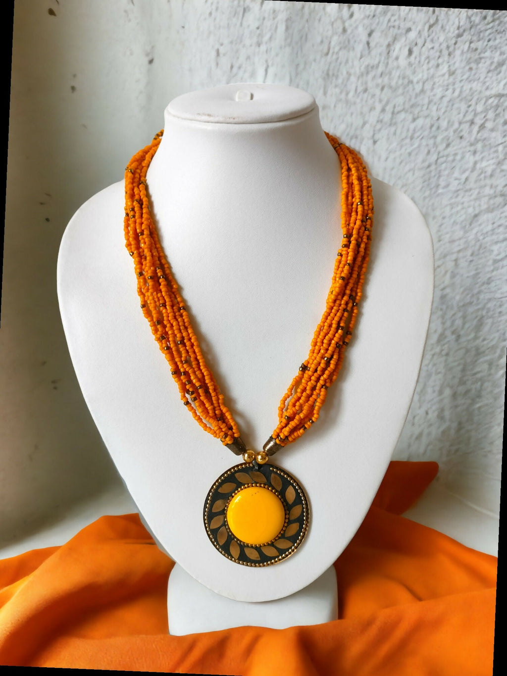 Inhanns Everyday Statement Beaded Pendant Necklace - Yellow | Grocsy