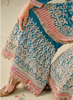 Vegaa Fashion Rama Premium Chinon Embroidered Palazzo Suit | Grocsy