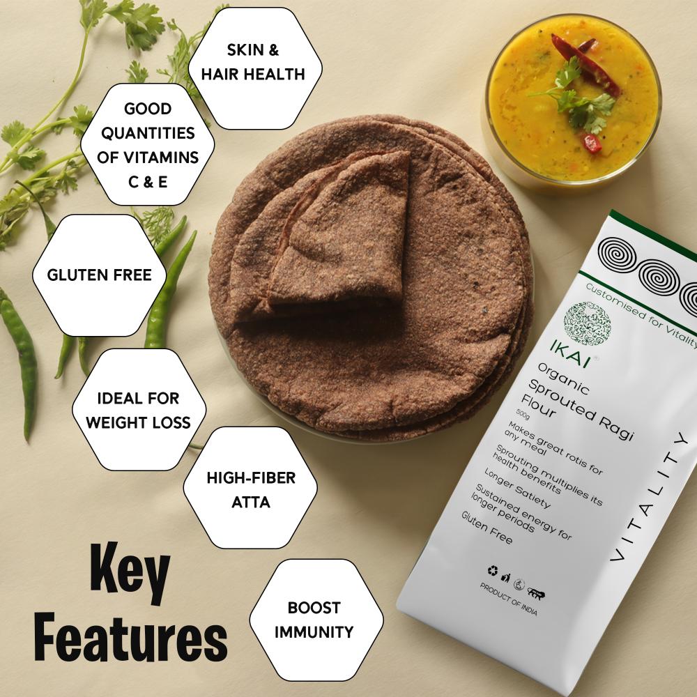 IKAI Organic Sprouted Finger Millet/Ragi Atta