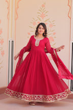 Evanik Faux Georgette With Embroidered Work Wedding Gown Dupatta | Grocsy