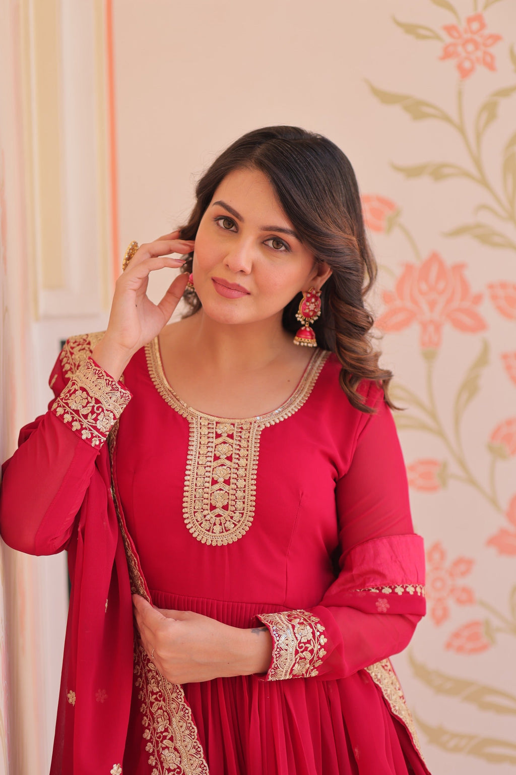 Evanik Faux Georgette With Embroidered Work Wedding Gown Dupatta | Grocsy