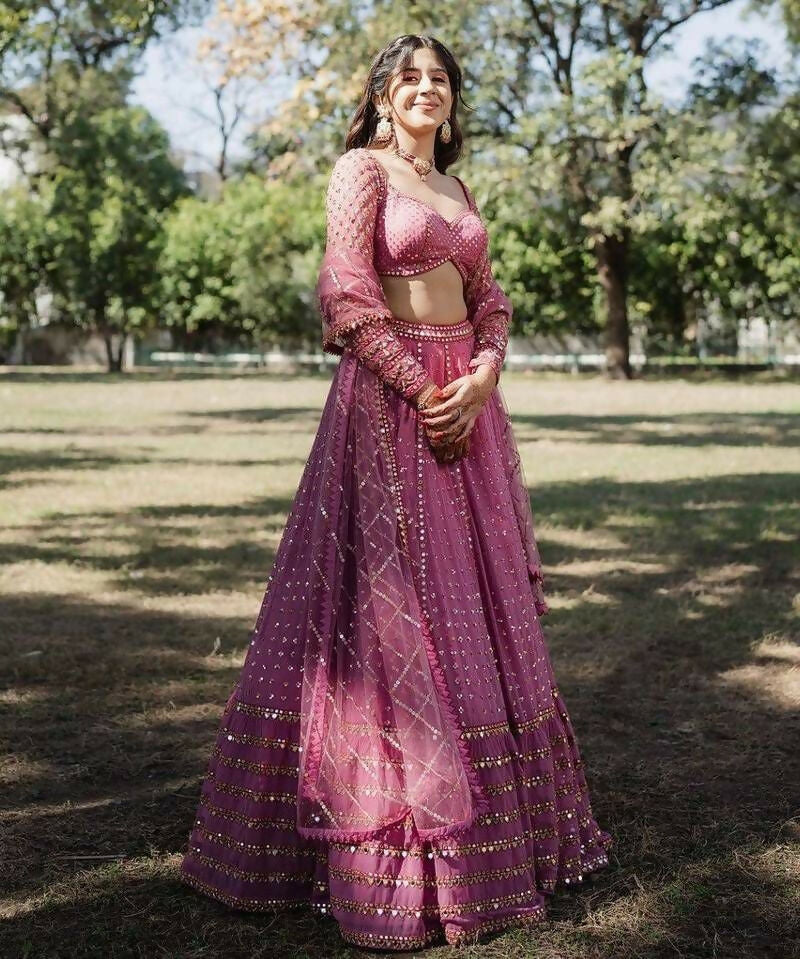 Lehenga Mart Pink Faux Georgette Designer Bollywood Style Wedding Wear Lehenga Choli | Grocsy