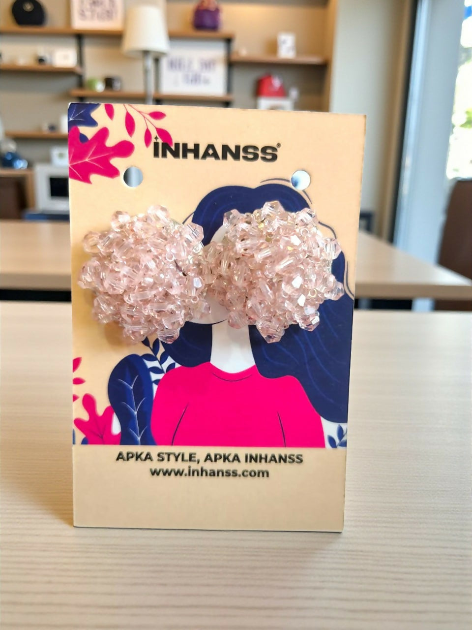 Inhanns Small Statement Studs Earrings - Baby Pink | Grocsy
