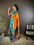 Joban Fashion Teal Peacock,Butti Banarasi Silk Sarees | Grocsy