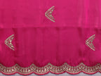 Vastranavya Pink Embroidery Work Shimmer Chiffon Saree with Unstitched Blouse | Grocsy