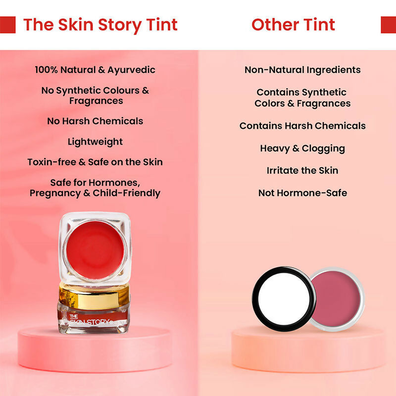 The Skin Story 100% Natural Lip Cheek Eye Tint Nourishing Ayurvedic Safe For Hormones - Romantic Red | Grocsy
