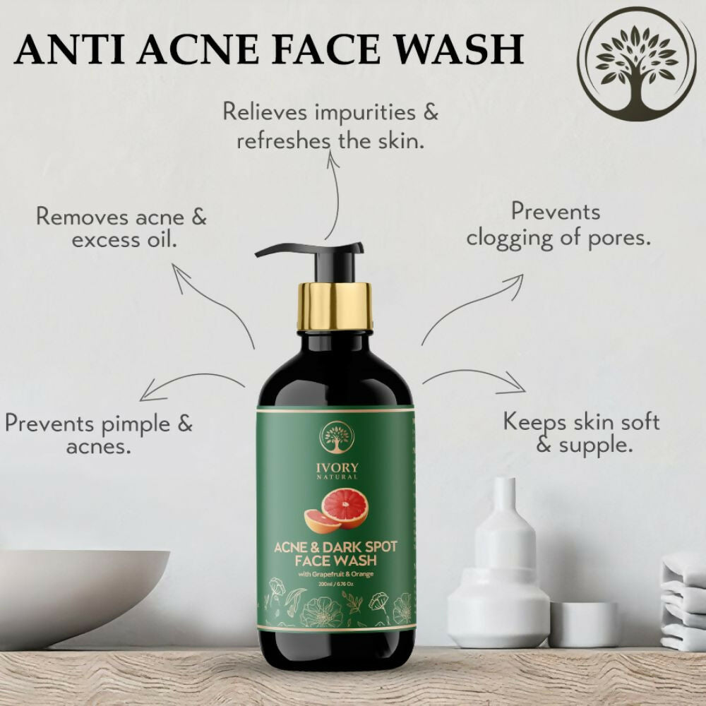 Ivory Natural Acne & Dark Spot Face Wash For Moisturize, Replenish, And Promote Skin Clarity | Grocsy