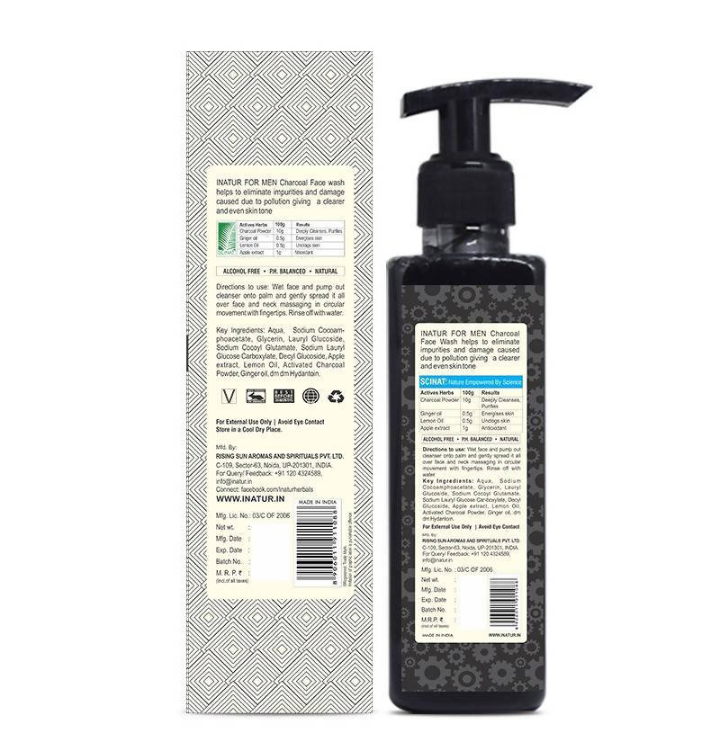 Inatur Charcoal Face Wash For Men | Grocsy
