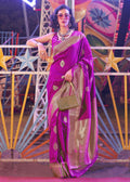 Beautiful Magenta Handloom Weaving Silk Saree - Emponline | Grocsy