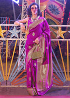 Beautiful Magenta Handloom Weaving Silk Saree - Emponline | Grocsy