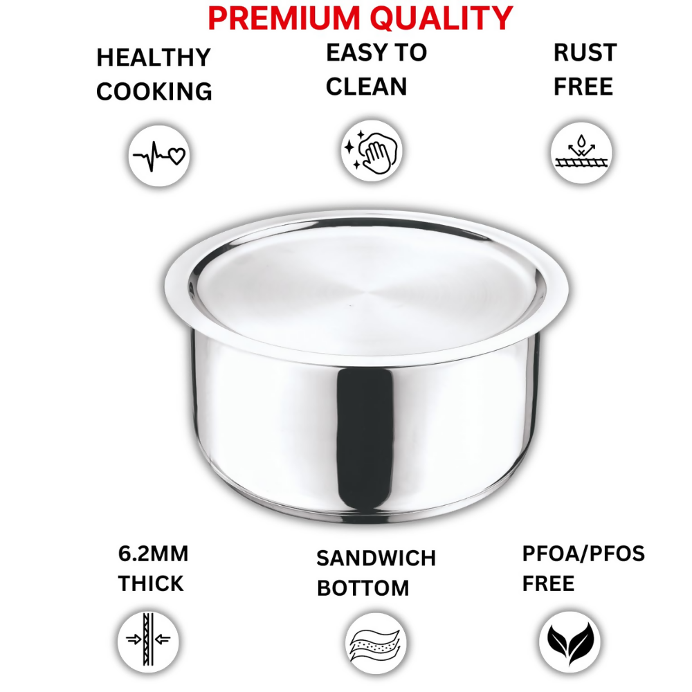 Vinod Stainless Steel 304 Grade Tope/Patila/Topiya with Lid | Grocsy